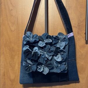 Floral Denim Shoulder Bag